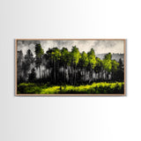 Misty Forest, Dark Green, Woodland Print, Nature Wall Art, Large Framed Artwork, Rustic Cabin Decor, Wilderness Painting, Moody Wall Art
