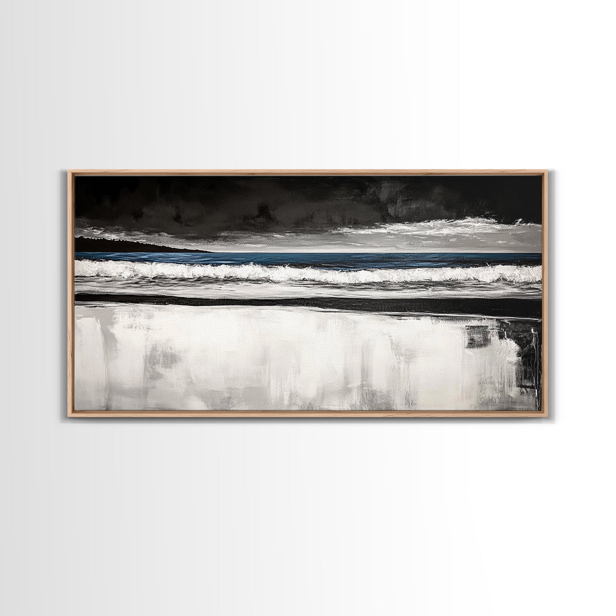 Stormy Beach, Coastal Landscape, Black and White Ocean Art, Moody Seascape, Nautical Home Decor, Modern Minimalist Art, Canvas Print