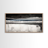 Stormy Beach, Coastal Landscape, Black and White Ocean Art, Moody Seascape, Nautical Home Decor, Modern Minimalist Art, Canvas Print