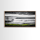 Stormy Coast, Ocean Waves, Black and White Seascape, Coastal Home Decor, Nautical Art, Living Room Wall Art, Canvas Print