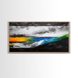 Abstract Seascape, Vibrant Waves, Modern Ocean Art, Coastal Home Decor, Colorful Beach Painting, Large Statement Art, Framed Canvas Print