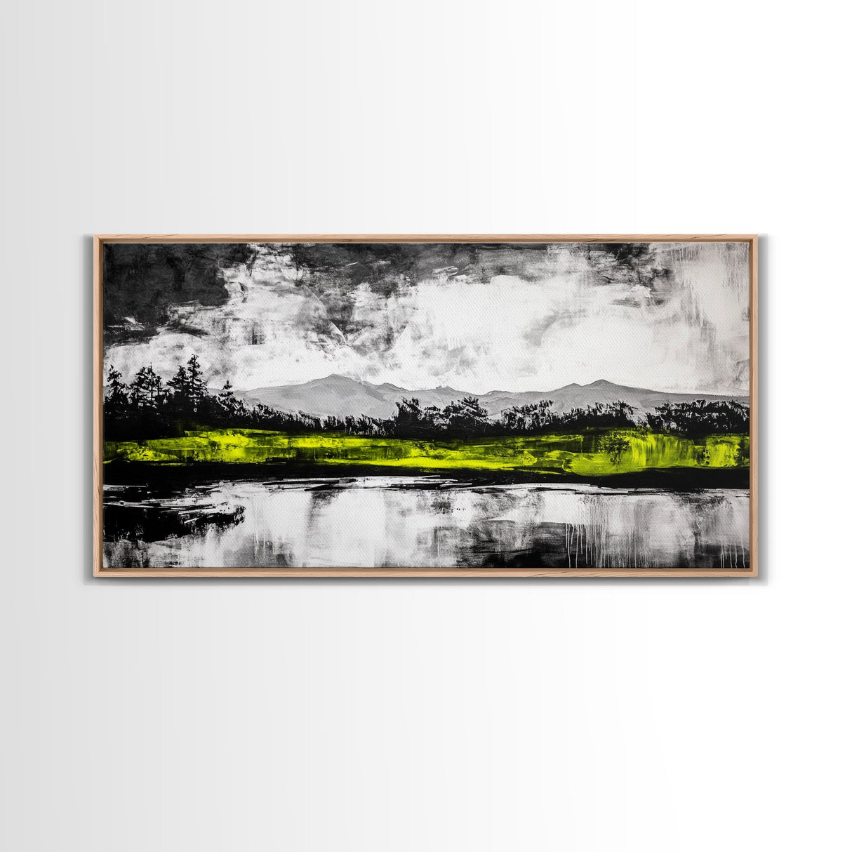 Mountain Reflection, Black and White Art, Minimalist Nature Print, Rustic Home Decor, Modern Landscape Painting, Canvas Print