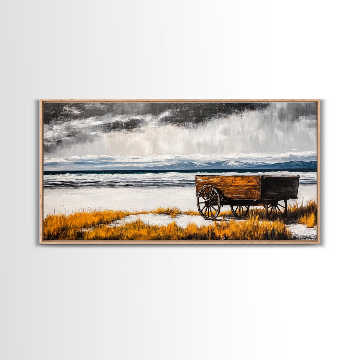 Rustic Wagon, Western Decor, Autumn Wall Art, Landscape Canvas Print, Farmhouse Living Room Art, Country Style, Nature Wall Decor