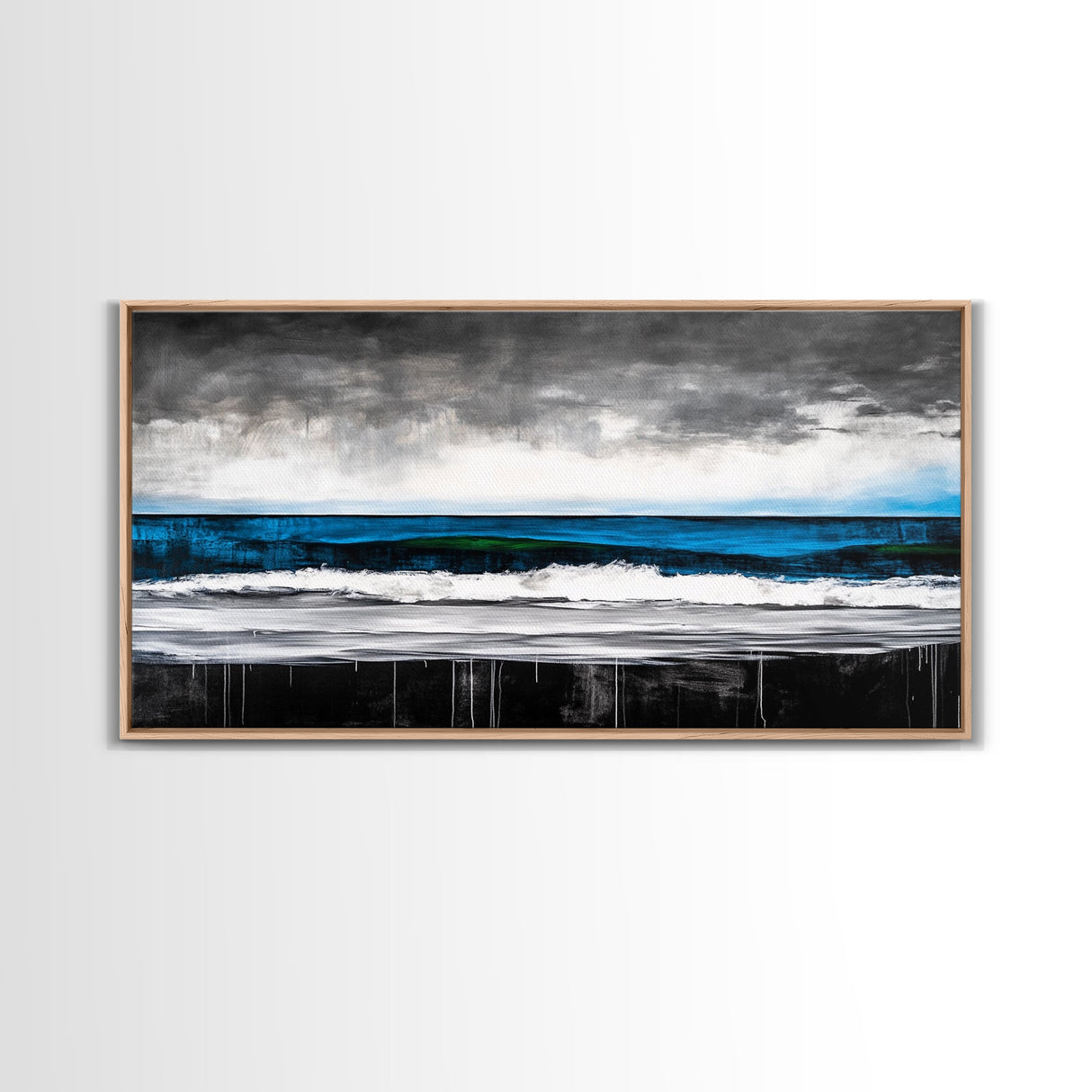 Ocean Wave, Moody Seascape, Coastal Art, Framed Canvas Print, Minimalist Wall Decor, Beach House Art, Modern Home Decor