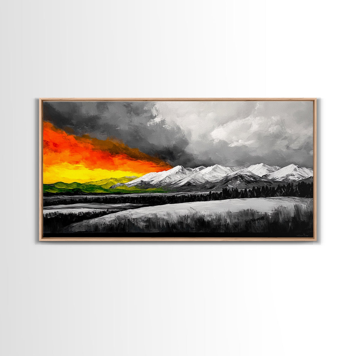 Sunset Over Mountains, Dramatic Sky, Nature Art, Colorful Landscape, Bold Wall Decor, Statement Piece, Living Room, Canvas Print