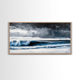 Stormy Ocean, Dramatic Seascape, Blue Waves, Coastal Decor, Moody Beach Art, Modern Wall Decor, Large Statement, Framed Canvas Print