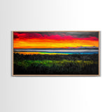 Colorful Sunset, Ocean Horizon, Bright Abstract, Vibrant Beach Art, Contemporary Landscape, Statement Piece, Canvas Print