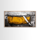 Minimalist Abstract, Yellow Black Art, Industrial Wall Decor, Urban Loft Accent, Framed Canvas Print, Modern Home Office Art