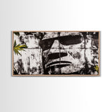 Monochrome Face Art, Edgy Black White Painting, Street Art Print, Urban Loft Decor, Framed Canvas Print, Unique Statement Piece