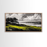 Coastal Landscape, Ocean View, Sunset Wall Art, Seaside Decor, Modern Seascape, Framed Canvas Print, Living Room Wall Art, Beach Painting