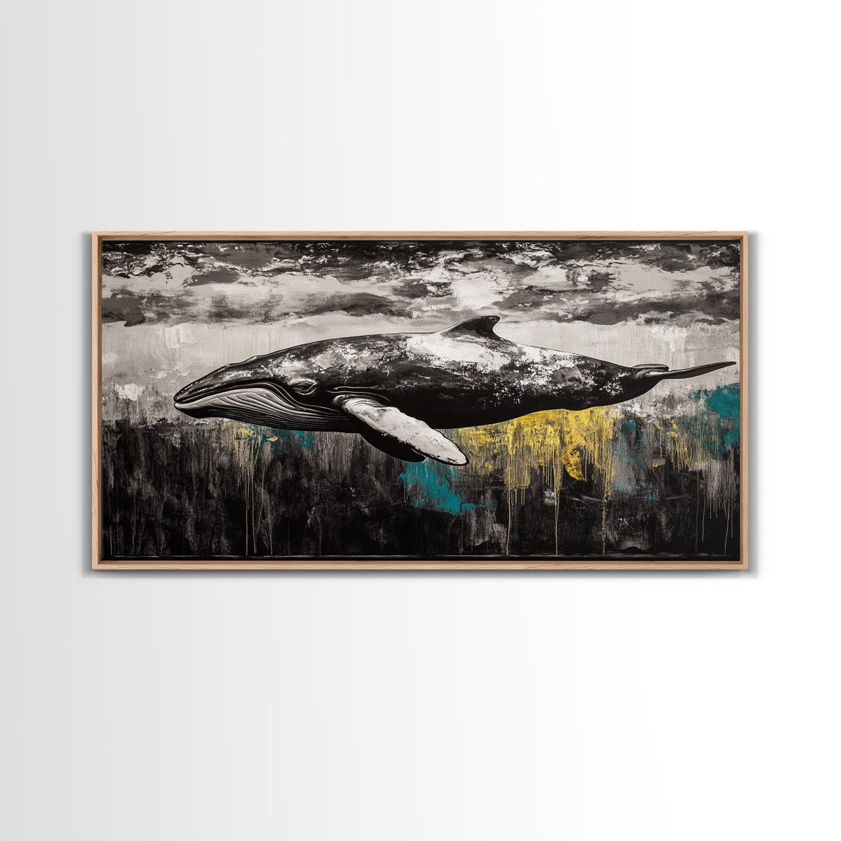 Whale Art, Ocean Life Decor, Nautical Canvas Print, Marine Wildlife Art, Black and White Art, Coastal Home Decor, Living Room Wall Art