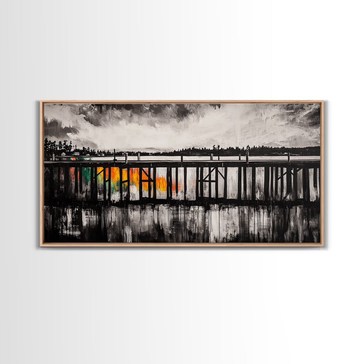Wooden Pier, Lake House Art, Nautical Canvas Print, Black and White Art, Rustic Home Decor, Nature Artwork, Coastal Wall Art