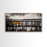 Wooden Pier, Lake House Art, Nautical Canvas Print, Black and White Art, Rustic Home Decor, Nature Artwork, Coastal Wall Art