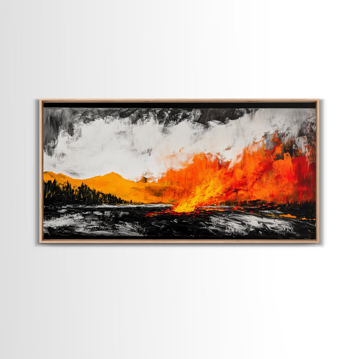 Wildfire, Abstract Art, Nature Wall Decor, Dramatic Print, Modern Art, Living Room Wall Art, Expressive Home Decor, Framed Canvas Print