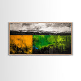 Abstract Landscape, Minimalist Art, Modern Wall Decor, Framed Canvas Print, Green and Gold Wall Art, Contemporary Home Decor