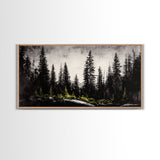 Black Forest, Dark Landscape, Modern Wall Art, Minimalist Nature, Moody Trees, Framed Canvas Print, Living Room Decor, Rustic Cabin Art