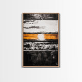 Abstract Horizon, Golden Light, Modern Landscape, Framed Canvas Print, Minimalist Wall Art, Office Decor, Contemporary Sunset, Fall Vibes