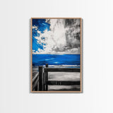 Ocean View, Coastal Art, Blue Sky, Beach Decor, Framed Canvas Print, Nautical Wall Art, Living Room Art, Modern Art, Beach House Wall Art