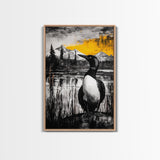 Loon, Mountain Sunset, Wildlife Wall Art, Canvas Print, Fall Decor, Rustic Home, Cabin Aesthetic, Nature Photography, Lodge Art