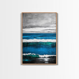 Ocean Waves, Coastal Abstract, Bold Blue, Canvas Print, Beach Wall Art, Modern Minimalist Painting, Bedroom Wall Decor