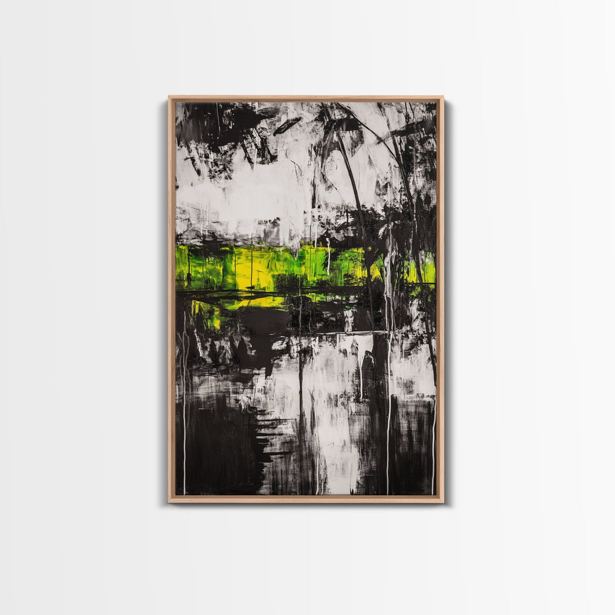 Abstract Forest, Black and White Art, Moody Nature Painting, Contemporary Wall Decor, Modern Office Art, Canvas Print