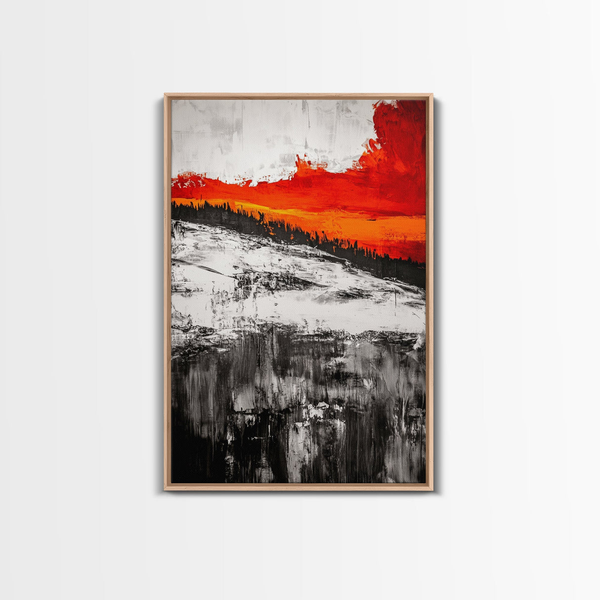 Sunset Horizon, Abstract Landscape, Fall Home Decor, Living Room Wall Art, Modern Wall Print, Nature Inspired, Framed Canvas Print
