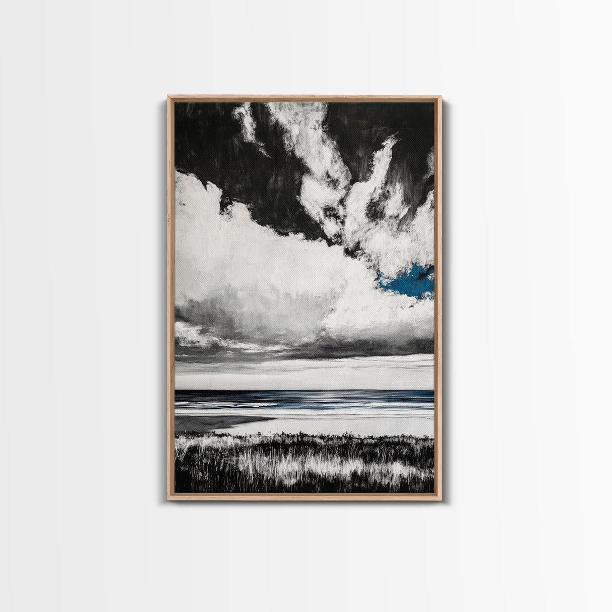 Ocean Serenity, Coastal Wall Art, Minimalist Seascape, Beach House Decor, Monochrome Landscape, Tranquil View, Canvas Print