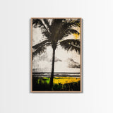 Palm Tree, Tropical Wall Art, Beach House Decor, Relaxing Coastal Print, Island Aesthetic, Monochrome Painting, Framed Canvas Print