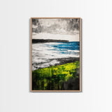 Coastal Serenity, Ocean View, Beach Horizon, Framed Canvas Print, Seascape Art, Modern Home Decor, Nautical Wall Art, Office Decor