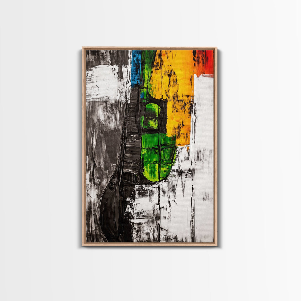 Colorful Guitar, Abstract Canvas Print, Music Lover Decor, Bohemian Wall Art, Artistic Home Painting, Living Room Statement Art
