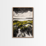 Dune Grass, Coastal Landscape Wall Art, Beach House Decor, Serene Nature Print, Rustic Seaside Art, Framed Canvas Print