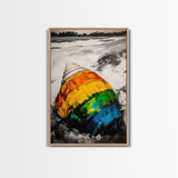 Seashell Painting, Colorful Coastal Art, Beach House Wall Decor, Ocean Inspired Print, Framed Canvas Print, Nautical Wall Art