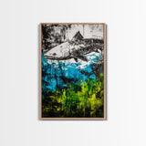 Fish Underwater, Blue Green Art, Abstract Ocean, Framed Canvas Print, Living Room Decor, Coastal Wall Art, Nautical Home Decor