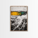 Ocean Waves, Coastal Abstract, White Black Art, Framed Canvas Print, Living Room Decor, Beach House Art, Minimalist Seascape