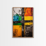 Industrial Abstract, Geometric Art, Bold Black and Yellow, Modern Wall Decor, Office Art, Contemporary Painting, Framed Canvas Print