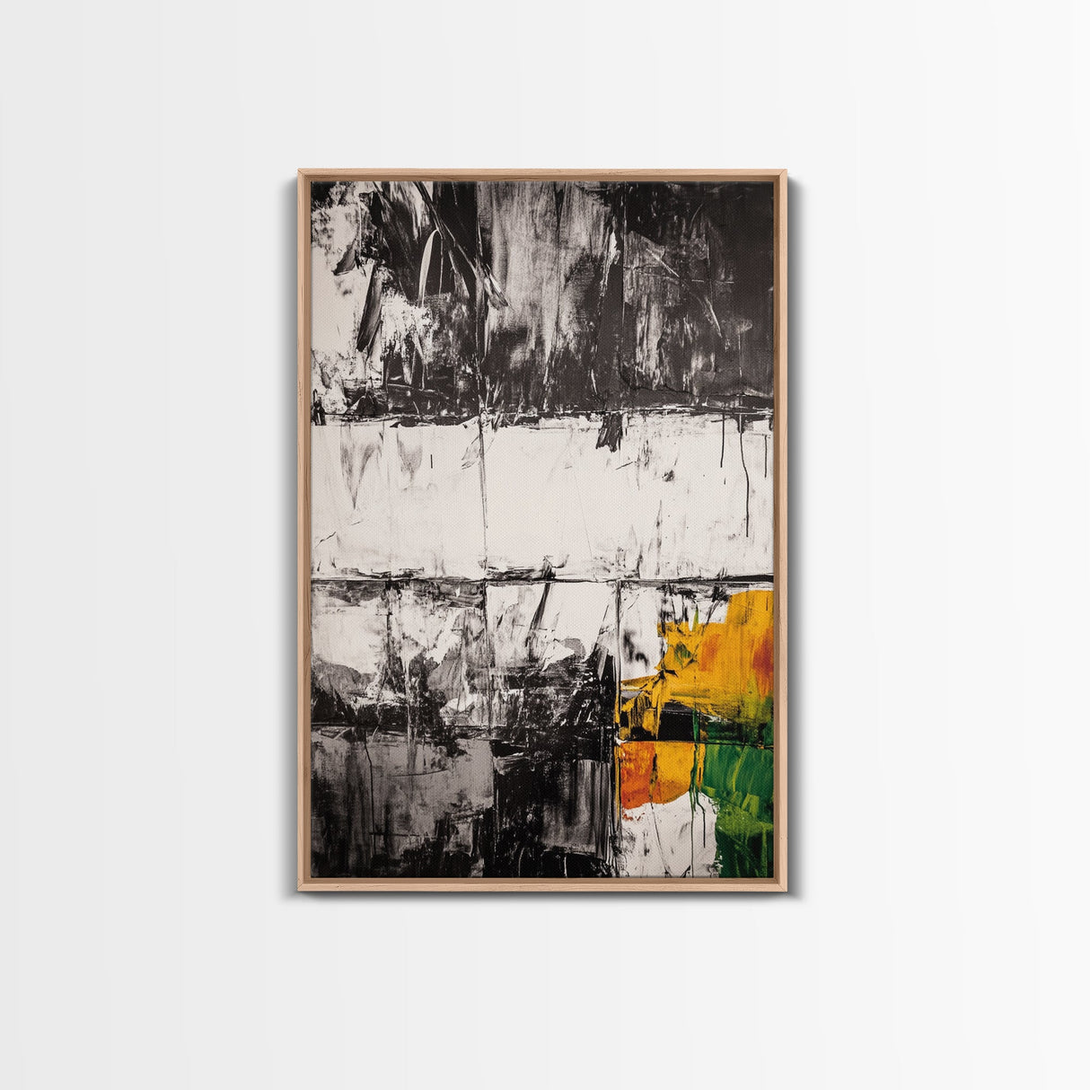 Textured Abstract, Mixed Media Art, Urban Modern, Black and Yellow, Minimalist Home Decor, Contemporary Artwork, Canvas Print