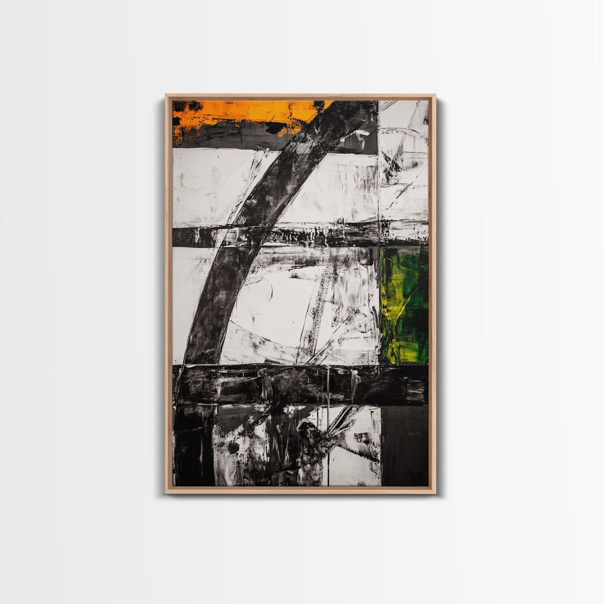 Geometric Patterns, Modern Abstract Art, Industrial Design, Black and Yellow, Unique Home Decor, Bold Style, Statement Artwork, Canvas Print