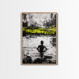 Woman in Water, Abstract Reflection, Moody Wall Art, Black and White Canvas Print, Contemporary Bedroom Art, Minimalist Home Decor