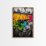 Abstract Swing, Colorful Expressionist Art, Rustic Farmhouse Decor, Unique Framed Canvas Print, Boho Living Room Art, Nature Wall Art