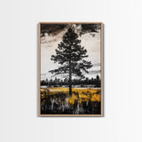 Lone Tree, Rustic Wall Art, Black and White Decor, Canvas Print, Nature Landscape, Country Home Art, Minimalist Design, Bedroom Art