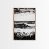 Black White Waves, Ocean Wall Art, Minimalist Coastal, Framed Canvas Print, Beach House Decor, Monochrome Seascape, Surfer Gift