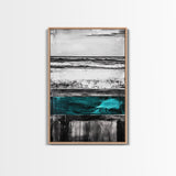 Ocean Waves, Modern Coastal Art, Textured Beach Scene, Nautical Wall Decor, Relaxing Living Room Art, Framed Canvas Print
