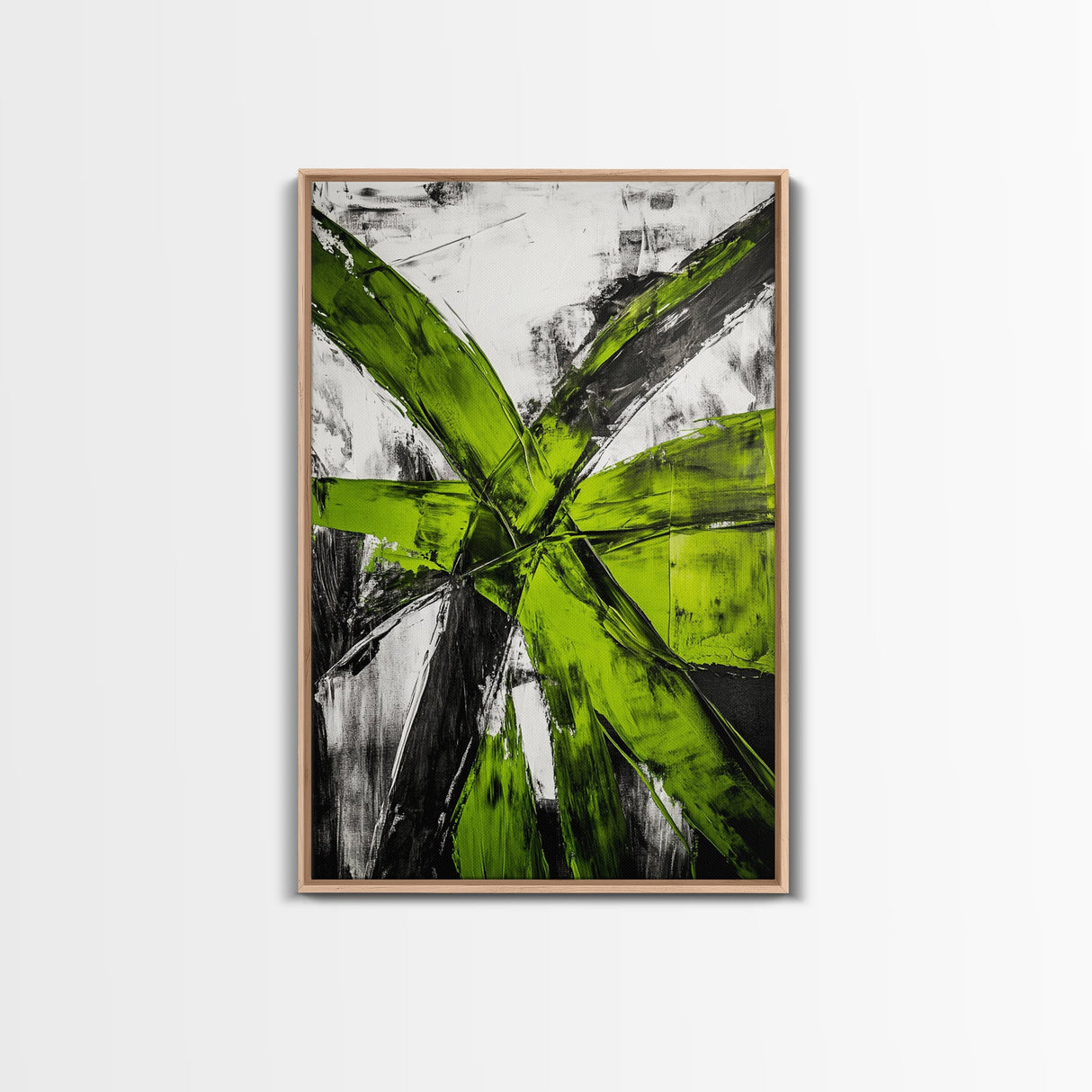 Green Abstract, Bold Modern Art, Vibrant Minimalist Design, Contemporary Statement Piece, Office Wall Decor, Framed Canvas Print