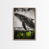 Humpback Whale, Ocean Wall Art, Framed Canvas Print, Black and White Art, Nautical Decor, Beach House Art, Coastal Wall Art