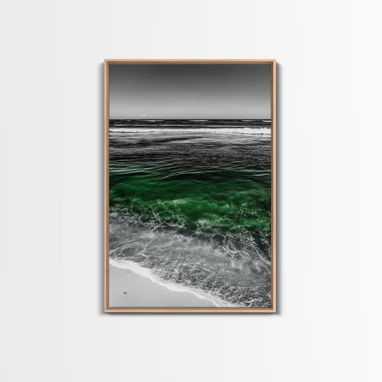Ocean Waves, Coastal Wall Art, Beach House Decor, Canvas Print, Nautical Artwork, Minimalist Seascape, Blue and Green Painting