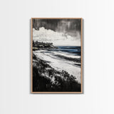 Ocean View, Coastal Landscape, Blue Wave, Framed Canvas Print, Beach House Decor, Modern Wall Art, Minimalist Seascape, Large Wall Art