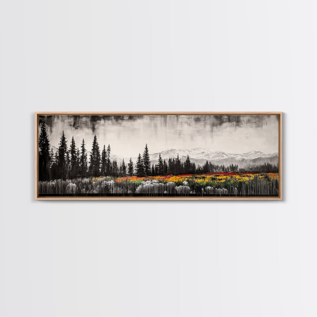 Mountain Landscape, Black and White Wall Art, Modern Nature Print, Rustic Living Room Decor, Autumn Canvas Print, Large Wall Art