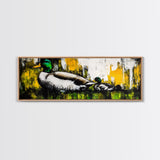 Mallard Duck Art, Rustic Farmhouse Decor, Wildlife Painting, Nature Lover Gift, Fall Colors, Framed Canvas Print, Living Room Wall Art