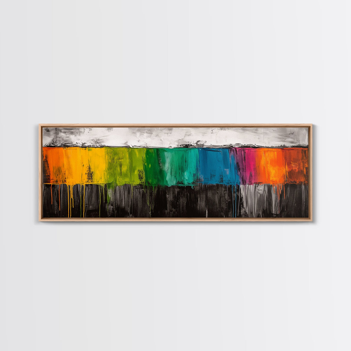 Dripping Paint Abstract, Vibrant Color Art, Modern Expressionist Painting, Bold Wall Art, Framed Canvas Print, Office Wall Decor