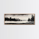 Foggy Forest, Minimalist Landscape, Nature Lover Wall Art, Framed Canvas Print, Calm and Serene Decor, Woodland Theme, Cozy Home Art